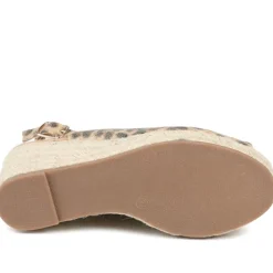Peep Toe Wedged Slingback Espadrilles - Leopard