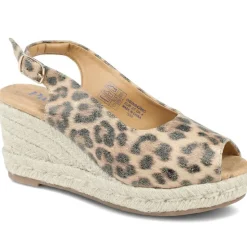 Peep Toe Wedged Slingback Espadrilles - Leopard