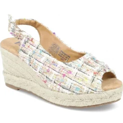 Peep Toe Wedged Slingback Espadrilles - Multi