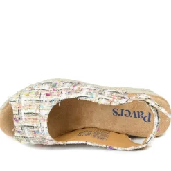 Peep Toe Wedged Slingback Espadrilles - Multi