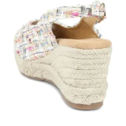 Peep Toe Wedged Slingback Espadrilles - Multi