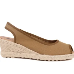 Peep Toe Wedge Sandals - Sand