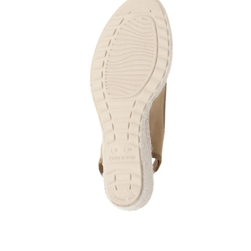 Peep Toe Wedge Sandals - Sand
