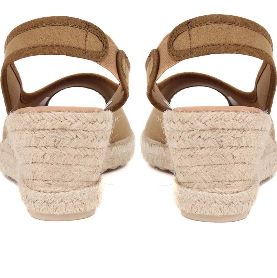 Peep Toe Wedge Sandals - Sand