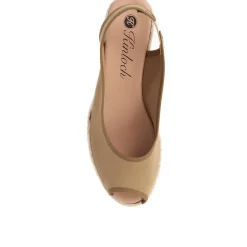 Peep Toe Wedge Sandals - Sand