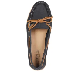 Penella Hand-Stitched Leather Moccasins - Navy