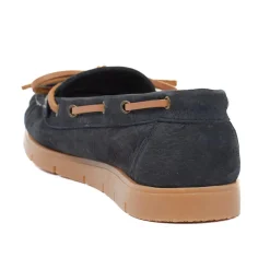 Penella Hand-Stitched Leather Moccasins - Navy
