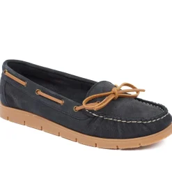 Penella Hand-Stitched Leather Moccasins - Navy