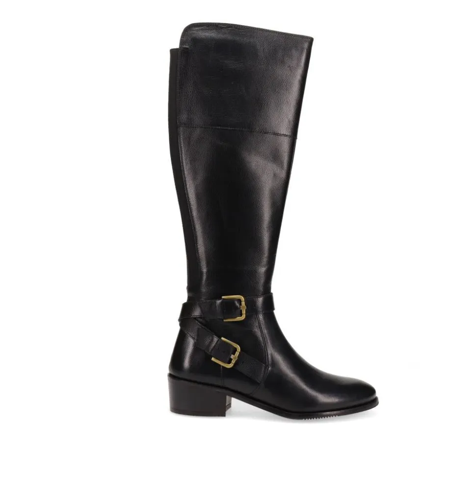 Phoebe Small Calf Fit Leather Knee Boots - Black