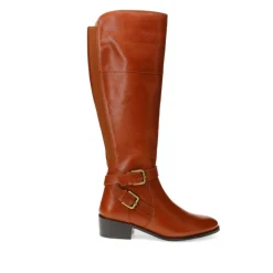 Phoebe Small Calf Fit Leather Knee Boots - Tan