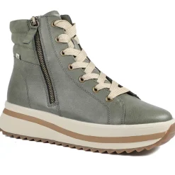 Platform Ankle Boots - Olive