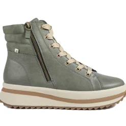 Platform Ankle Boots - Olive