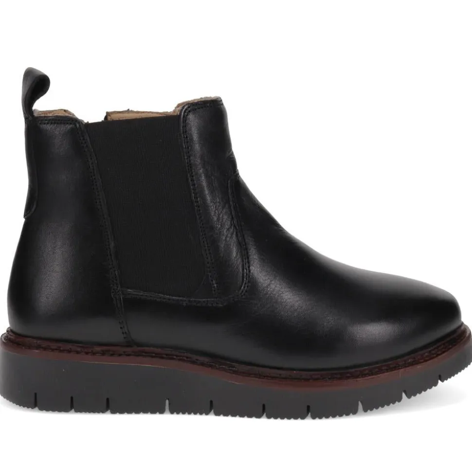 Platform-Heeled Ankle Boots - Black