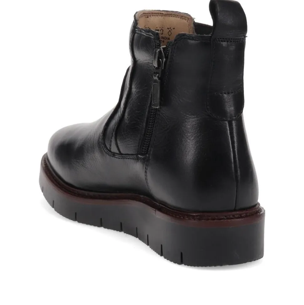 Platform-Heeled Ankle Boots - Black