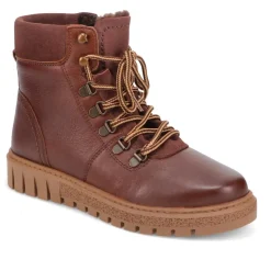 Platform Lace-Up Ankle Boots - Brown