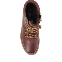 Platform Lace-Up Ankle Boots - Brown