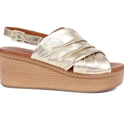 Platform Wedge Heel Mules - Gold