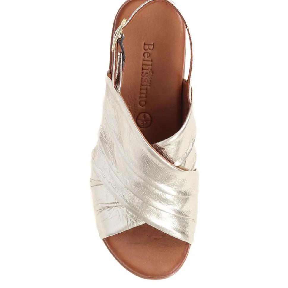 Platform Wedge Heel Mules - Gold
