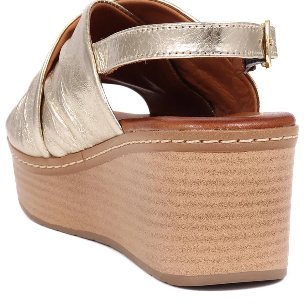 Platform Wedge Heel Mules - Gold