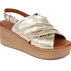 Platform Wedge Heel Mules - Gold