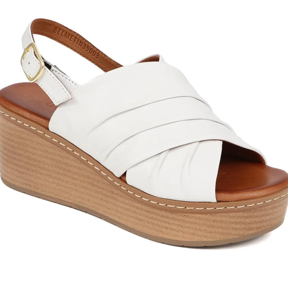 Platform Wedge Heel Mules - White