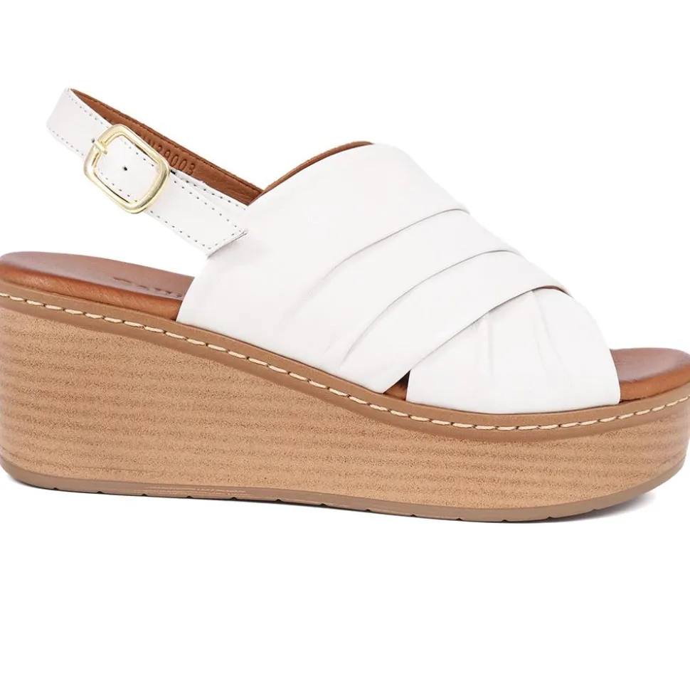 Platform Wedge Heel Mules - White
