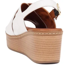 Platform Wedge Heel Mules - White