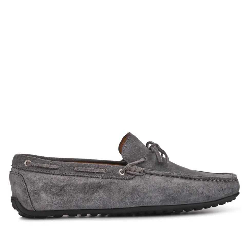 Plymouth Leather Moccasins - Grey Suede