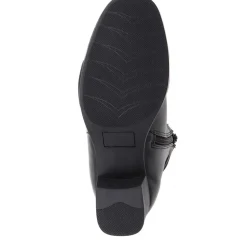 Polished Leather Heeled Ankle Boots - Black