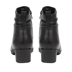 Polished Leather Heeled Ankle Boots - Black