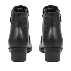 Polished Leather Heeled Ankle Boots - Black