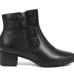 Polished Leather Heeled Ankle Boots - Black
