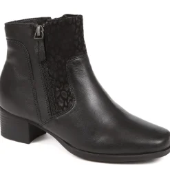 Polished Leather Heeled Ankle Boots - Black