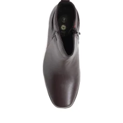 Polished Leather Heeled Ankle Boots - Burgundy