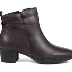 Polished Leather Heeled Ankle Boots - Burgundy