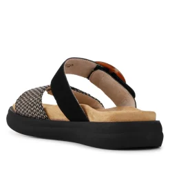 Premium Leather Dual-Fastening Sandals - Black Multi