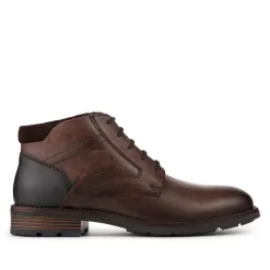 Premium Leather Lace Up Chukka Boots - BROWN-NAVY