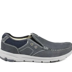 Premium Leather Slip On Shoes - Navy