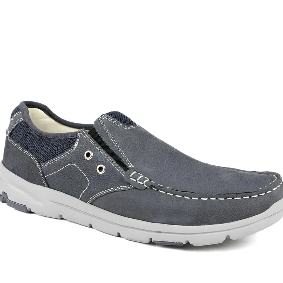 Premium Leather Slip On Shoes - Navy