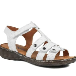 Premium Leather Touch Fastening Sandals - White