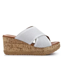 Premium Leather Wedge Heels - White