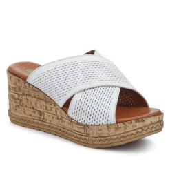 Premium Leather Wedge Heels - White