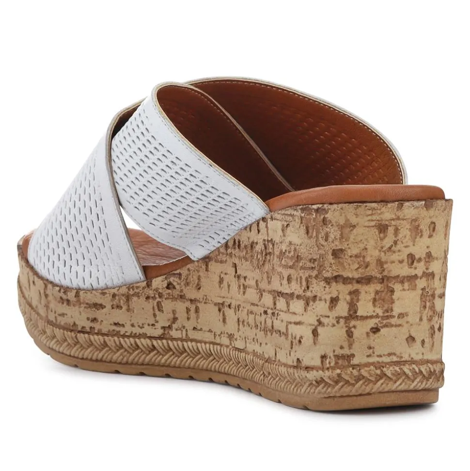 Premium Leather Wedge Heels - White