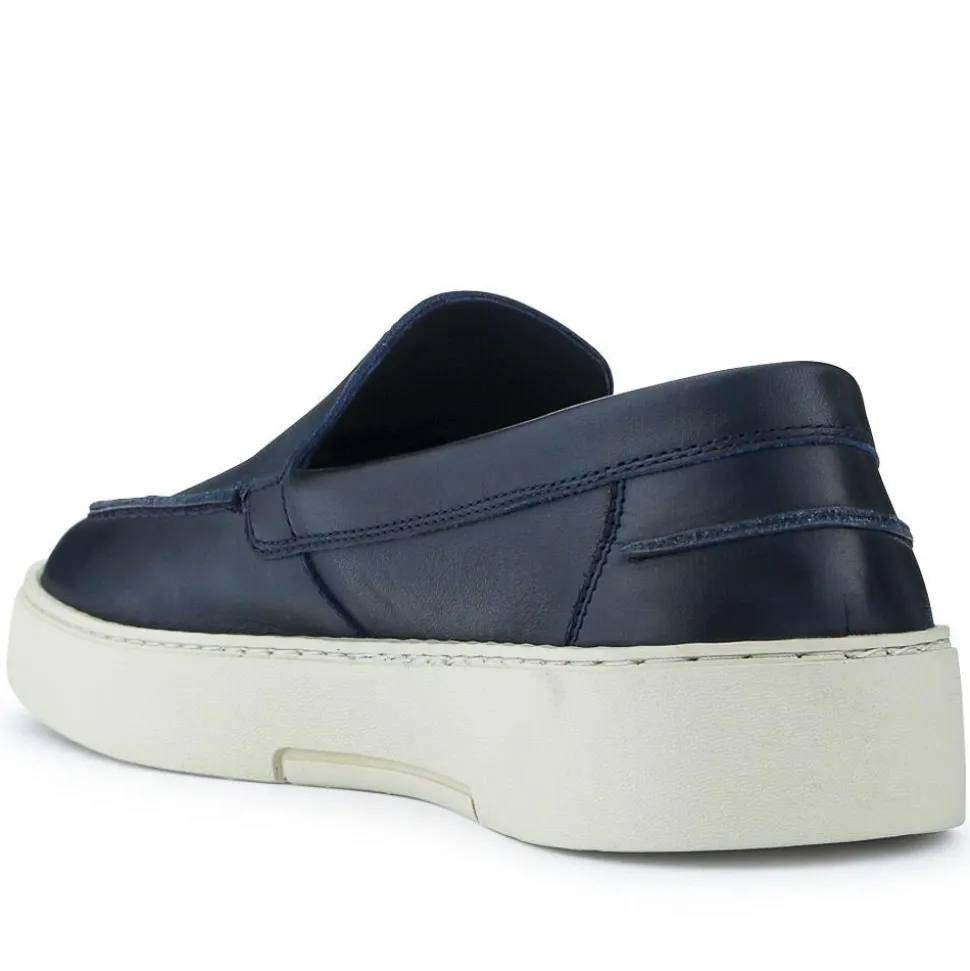 Quade Smart Leather Slip-On Shoes - Navy