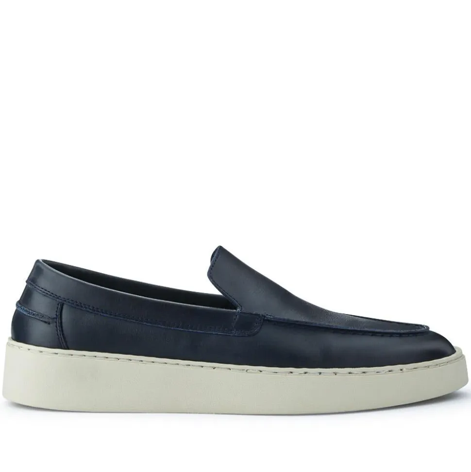 Quade Smart Leather Slip-On Shoes - Navy