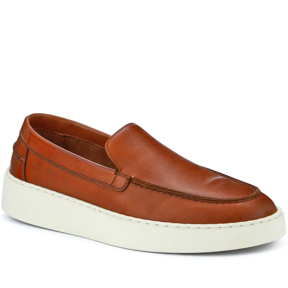Quade Smart Leather Slip-On Shoes - Tan