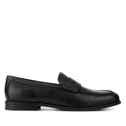 Quadir Slip On Leather Penny Loafers - Black