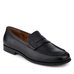 Quadir Slip On Leather Penny Loafers - Black
