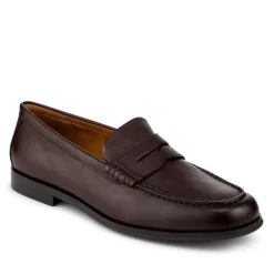 Quadir Slip On Leather Penny Loafers - Dark Brown