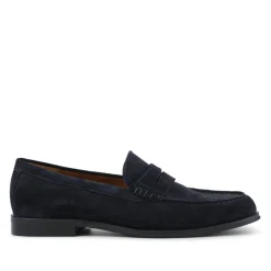 Quadir Slip On Leather Penny Loafers - Navy Suede